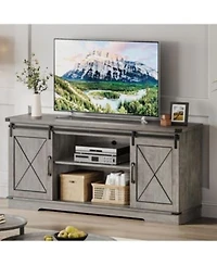 Gaomon 59 Farmhouse Tv Stand For Tvs Up To 65 Media Console With Sliding Barn Doors Adjustable Shelves Entertainment Center Storage Cabinet