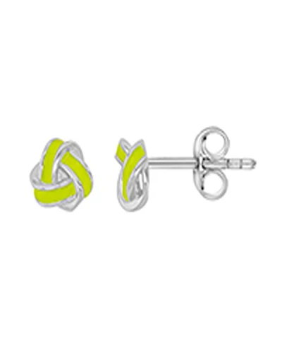 Macy's Yellow Enamel Knot Stud Earrings in Rhodium Over Sterling Silver