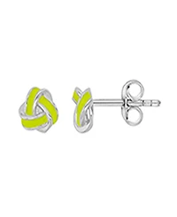 Macy's Yellow Enamel Knot Stud Earrings in Rhodium Over Sterling Silver