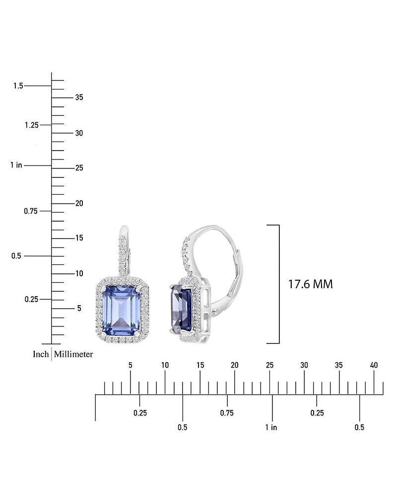 Macy's Polished Tanzanite & Cubic Zirconia Earrings in Rhodium Over Sterling Silver