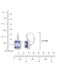 Macy's Polished Tanzanite & Cubic Zirconia Earrings in Rhodium Over Sterling Silver