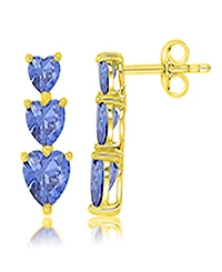Macy's Triple Heart Tanzanite Stone Earrings in 14k Yellow Gold Over Sterling Silver