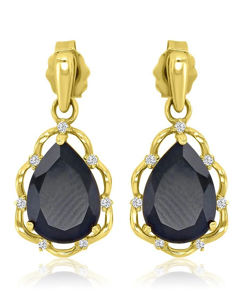Macy's Diamond Accent & Onyx Framed Earrings in 14k Yellow Gold Over Sterling Silver