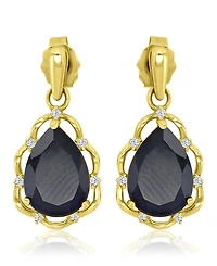 Macy's Diamond Accent & Onyx Framed Earrings in 14k Yellow Gold Over Sterling Silver