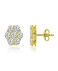 Macy's Cubic Zirconia Flower Stud Earrings in 14k Yellow Gold Over Sterling Silver