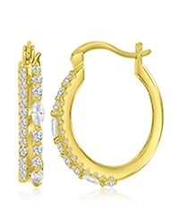 Macy's Cubic Zirconia Huggie Earrings in 14k Yellow Gold Over Sterling Silver