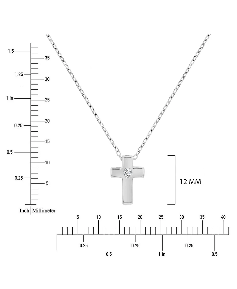 Macy's Cubic Zirconia Cross Necklace in 14k Yellow Gold Over Sterling Silver
