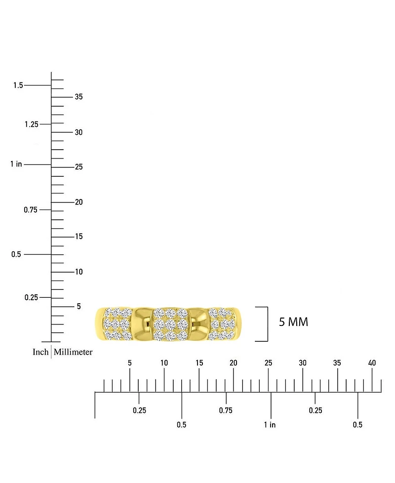 Macy's Cubic Zirconia Half Pave Ring in 14k Yellow Gold Over Sterling Silver