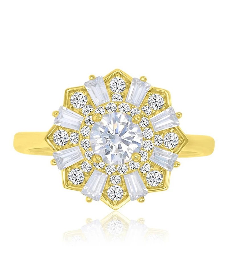Macy's Cubic Zirconia Sunburst Ring 14k Yellow Gold Over Sterling Silver