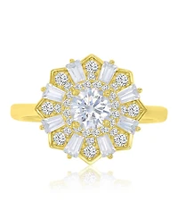 Macy's Cubic Zirconia Sunburst Ring 14k Yellow Gold Over Sterling Silver
