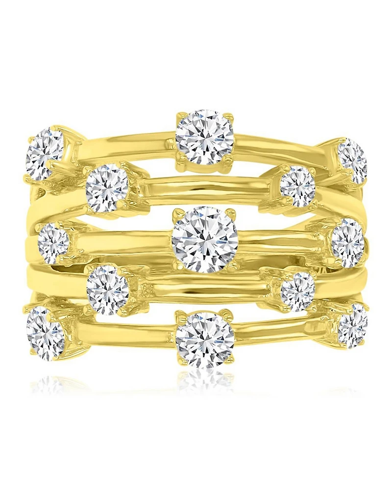 Macy's Cubic Zirconia 5-Row Ring in 14k Yellow Gold Over Sterling Silver