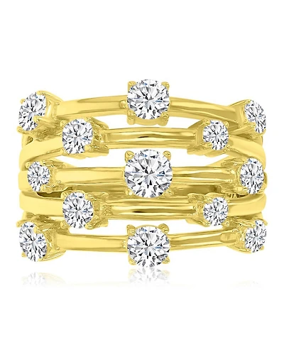 Macy's Cubic Zirconia 5-Row Ring 14k Yellow Gold Over Sterling Silver