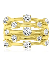 Macy's Cubic Zirconia 5-Row Ring in 14k Yellow Gold Over Sterling Silver