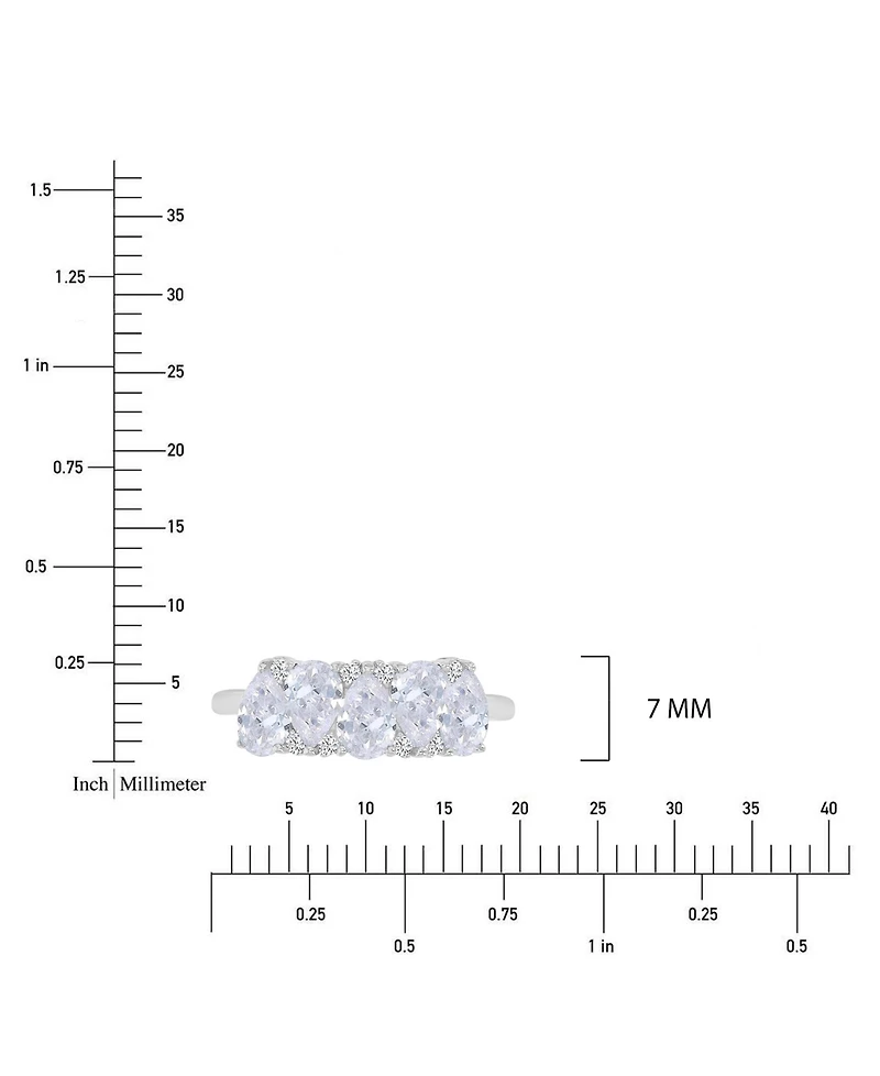 Macy's Pear-Shaped Cubic Zirconia Ring Rhodium Over Sterling Silver