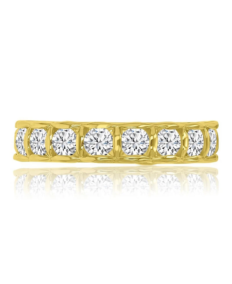 Macy's Cubic Zirconia Eternity Ring in 14k Yellow Gold Over Sterling Silver