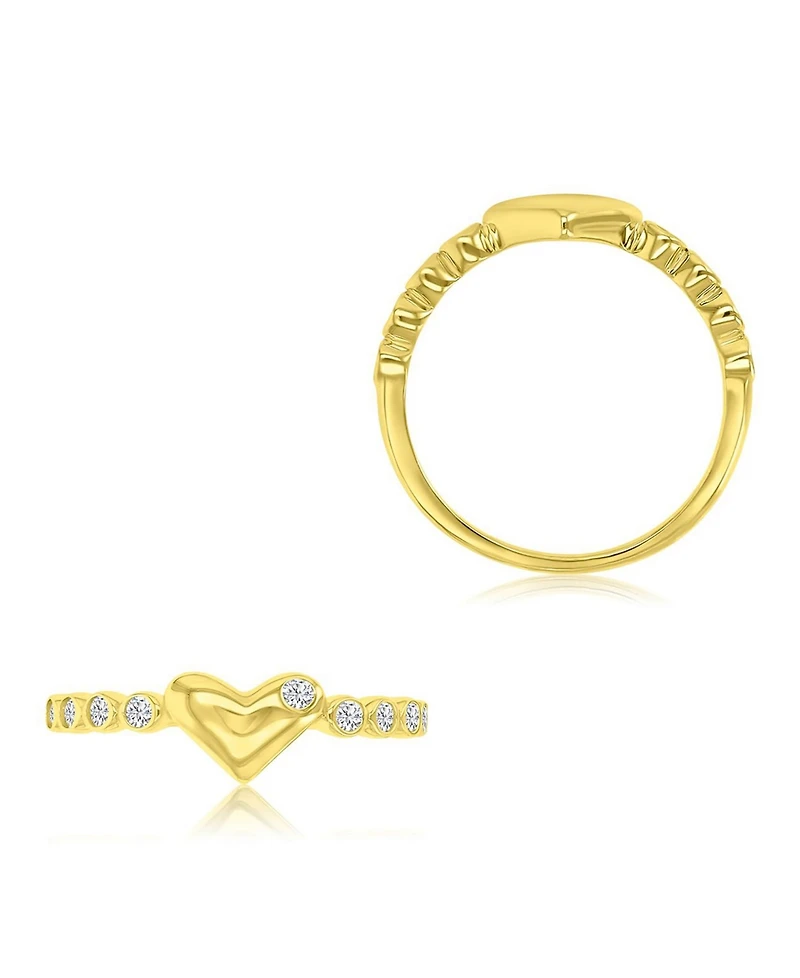 Macy's Cubic Zirconia Heart Ring in 14k Yellow Gold Over Sterling Silver