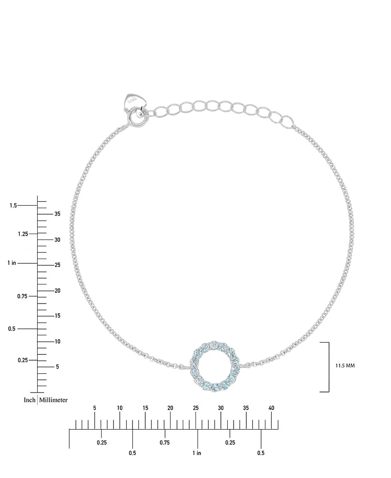 Macy's Blue Topaz Circle Bracelet in Rhodium Over Sterling Silver