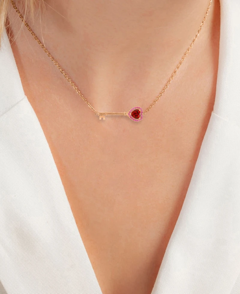 Macy's Ruby Key Necklace in 14k Rose Gold Over Sterling Silver