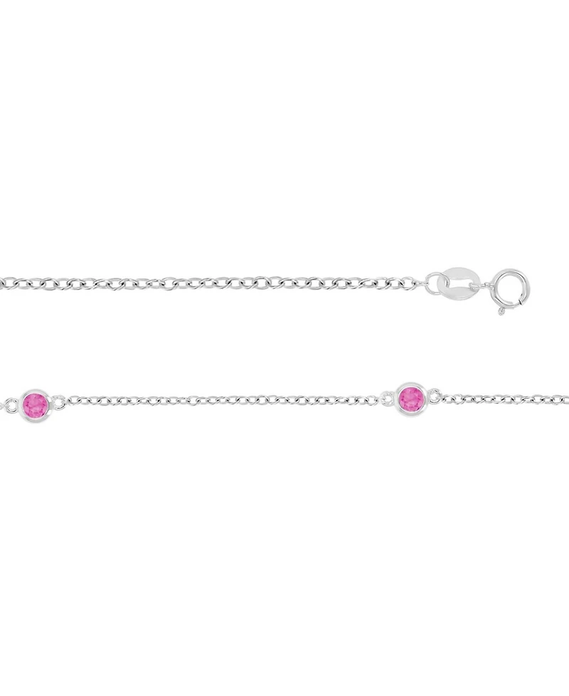 Macy's Pink Sapphire Station Necklace in Rhodium Over Sterling Silver
