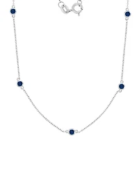 Macy's Created Blue Sapphire Station Necklace in Rhodium Over Sterling Silver