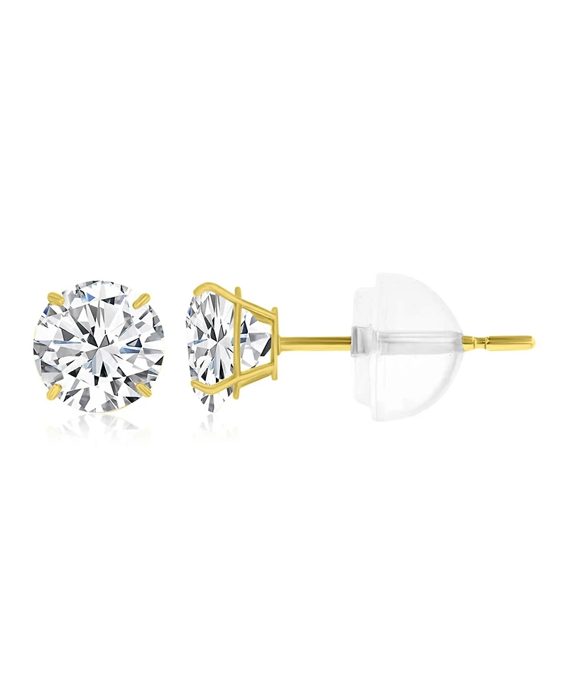 Macy's White Swarovski Zirconia Solitaire Earrings in 14k Yellow Gold