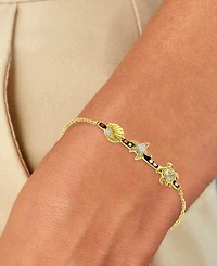Macy's Starfish & Sea Turtle Bracelet in 14k Yellow Gold Over Sterling Silver