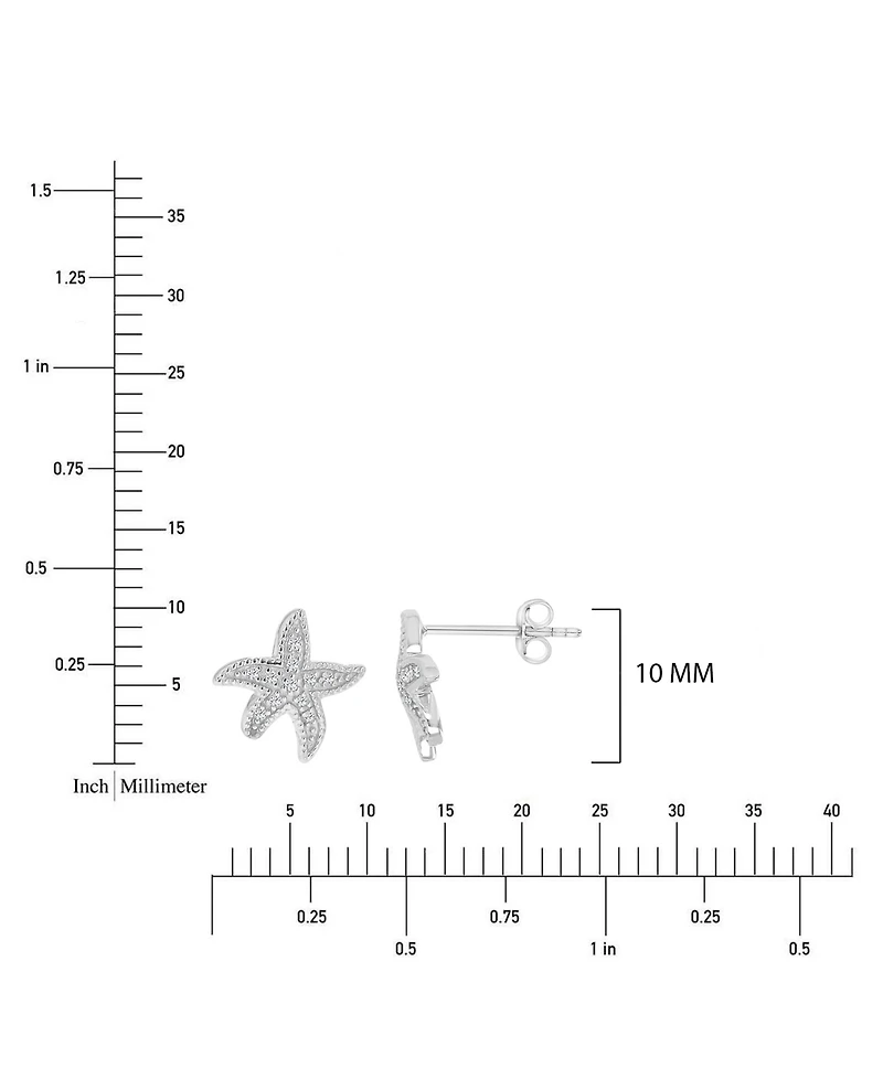 Macy's Created White Sapphire Star Fish Stud Earrings in Rhodium Over Sterling Silver
