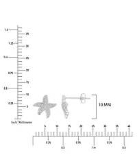 Macy's Created White Sapphire Star Fish Stud Earrings in Rhodium Over Sterling Silver