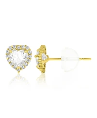 Macy's Pave Heart Halo Stud Earrings in 14k Yellow Gold