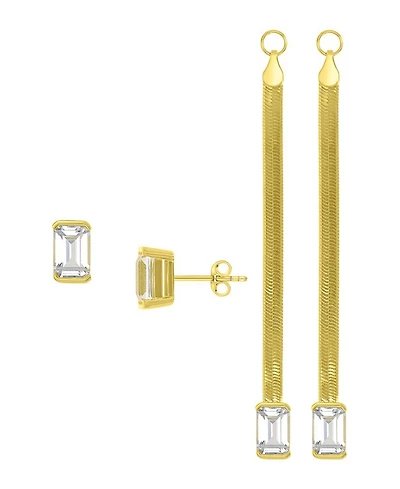 Macy's Created White Sapphire Herringbone Chain Dangling Earrings in 14k Yellow Gold Over Sterling Silver