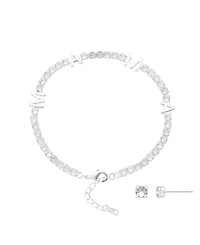 Unwritten Cubic Zirconia Mama Tennis Bracelet with Earring Set