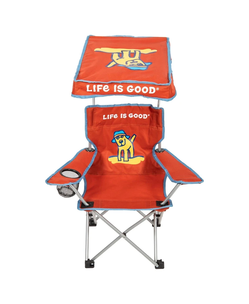 Life Is Good Max Shade Quad Folding Camp Chair With Tilt Uv Sun Protection Canopy Orange
