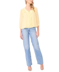 Vince Camuto Women's Double Ruffle Tie V-Neck Blouse