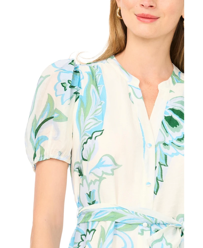 Vince Camuto Women's V-Neck Belted Midi Dress