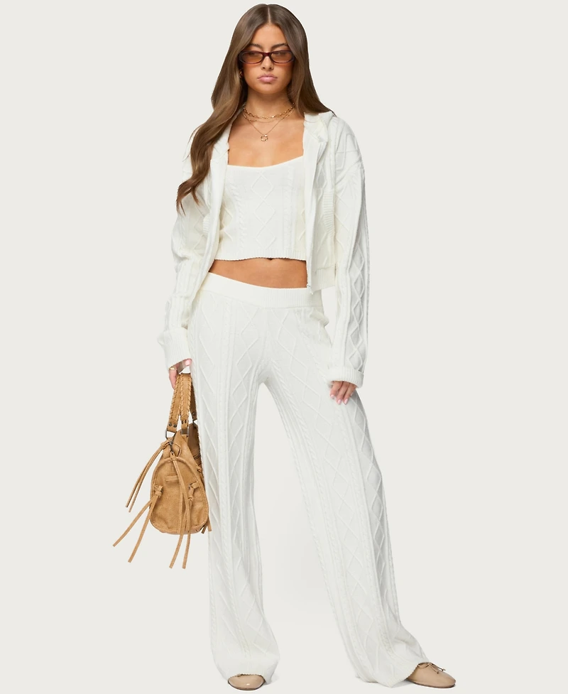 Edikted Women's Louise Straight Leg Cable Knit Pants