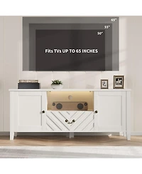 gaomon Entertainment Center for 65 Inch Tv, Tv Stand with Led Lights for Living Room, Tv Console Table with 2 Storage and 1 Drawer, Television Stands