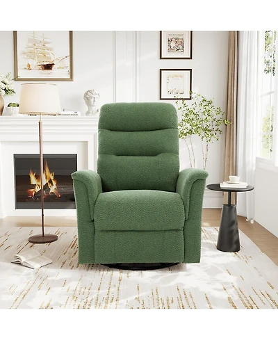 Clihome Modern Swivel Recliner Chair with 8-Point Massage 2-Speed Tilt & Side Pocket