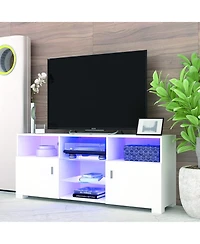 gaomon Floating Tv Stand with Led Light, Wall Mounted Entertainment Center for Televisions up to 60", Led Tv Stand with 2 Cabinet