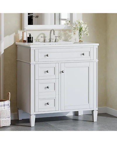 Tribesigns 30" Bathroom Vanity with Sink, Modern Bathroom Sink Cabinet with 4 Drawers & 2 Doors, Bath Storage Vanity Sink