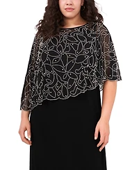 Msk Plus Beaded Cape Gown