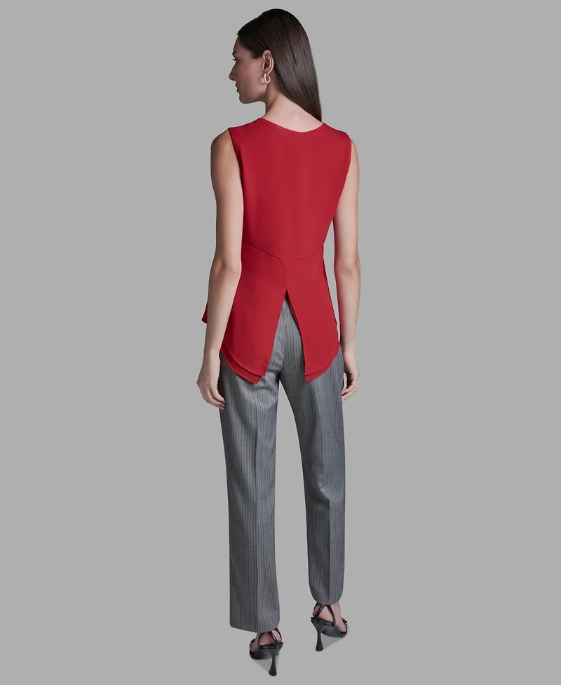 Bcbg Women's V-Neck Lace Detail Pull-On Top