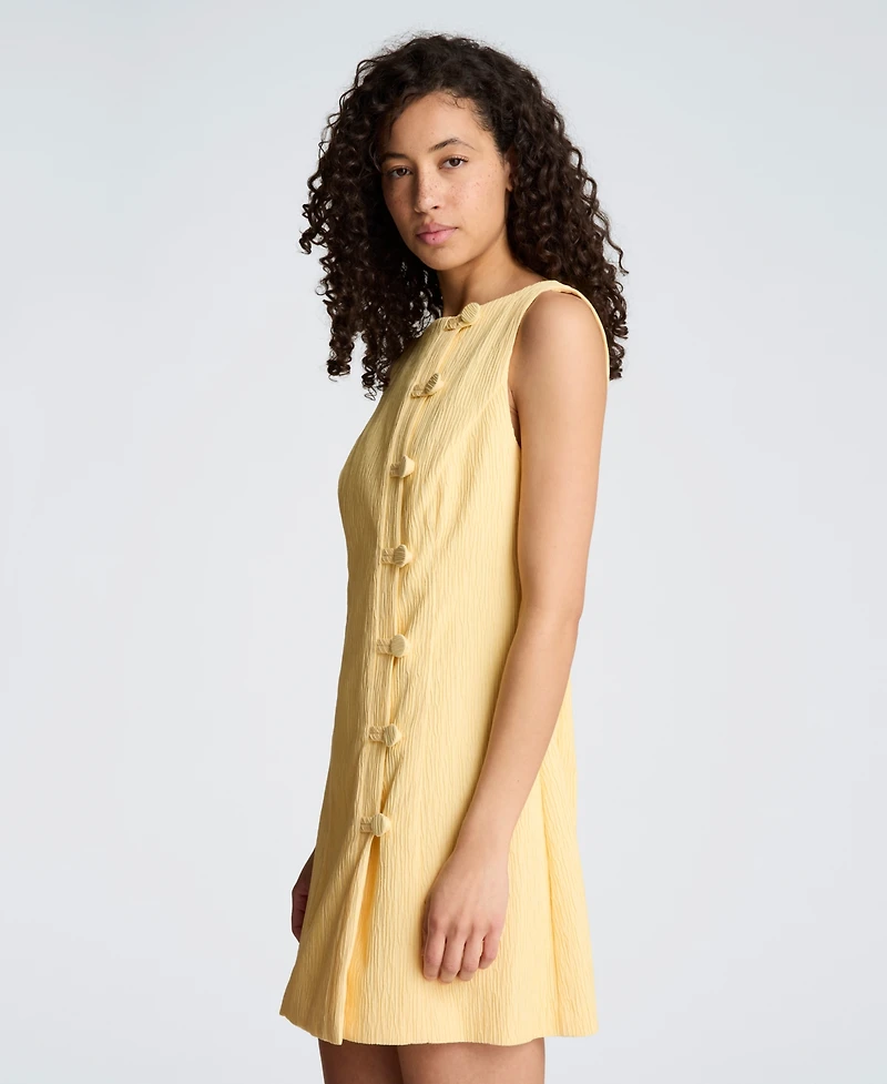 Kenneth Cole Women's Boat Neck Button Front Sheath Short Dress