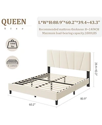 gaomon Wooden Platform Bed Frame with Storage Headboard & Raised Footboard