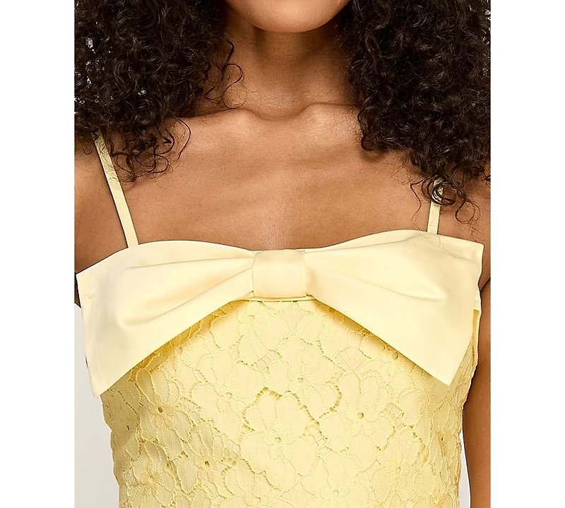 City Studios Junior's Bow Front Lace Dress