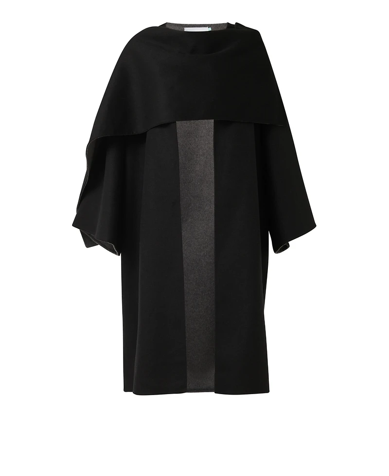 Leem Women's Reversible Cacoon Coat with Scarf Detail