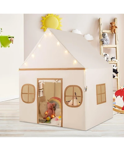 Mecale Large Kids Play Tent Playhouse with Door Curtain, Windows, and Star Lights