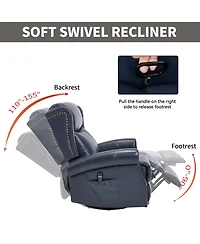 Clihome Heat Massage Manual Recliner Chair with Rocker and Swivel Genuine Leather for Living Room