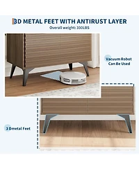 gaomon Fluted Storage Cabinet, Sideboard Buffet Cabinet with & Adjustable Shelves for Living Room, Kitchen, Entryway