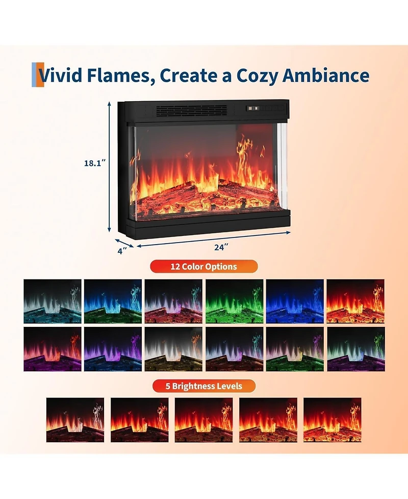 gaomon 59" Fireplace Tv Stand, Modern Farmhouse Media Console for 65" TVs, Glass Door Storage, Led Lighting, Adjustable Flame