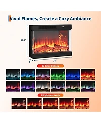 gaomon 59" Fireplace Tv Stand, Modern Farmhouse Media Console for 65" TVs, Glass Door Storage, Led Lighting, Adjustable Flame